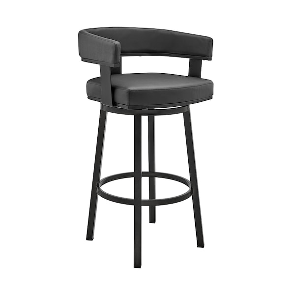 Armen Living Cohen 30" Bar Height Swivel Bar Stool in Black Finish and Black Faux Leather 721535761937 - main